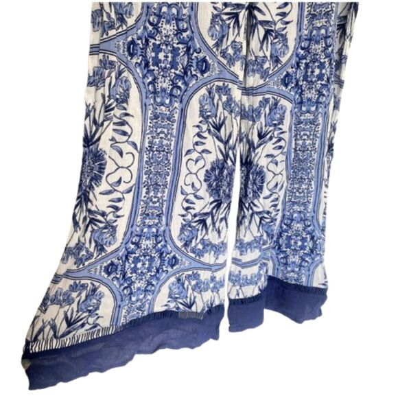 Abbeline Wide Leg Slit Beach Pants Blue Floral Boho Swim Coverup Size Small - Picture 3 of 6